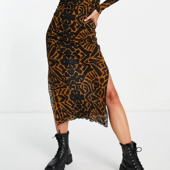 Topshop Twist Front Bold Animal Print Maxi Dress size 10 Tall - Picture 10 of 11